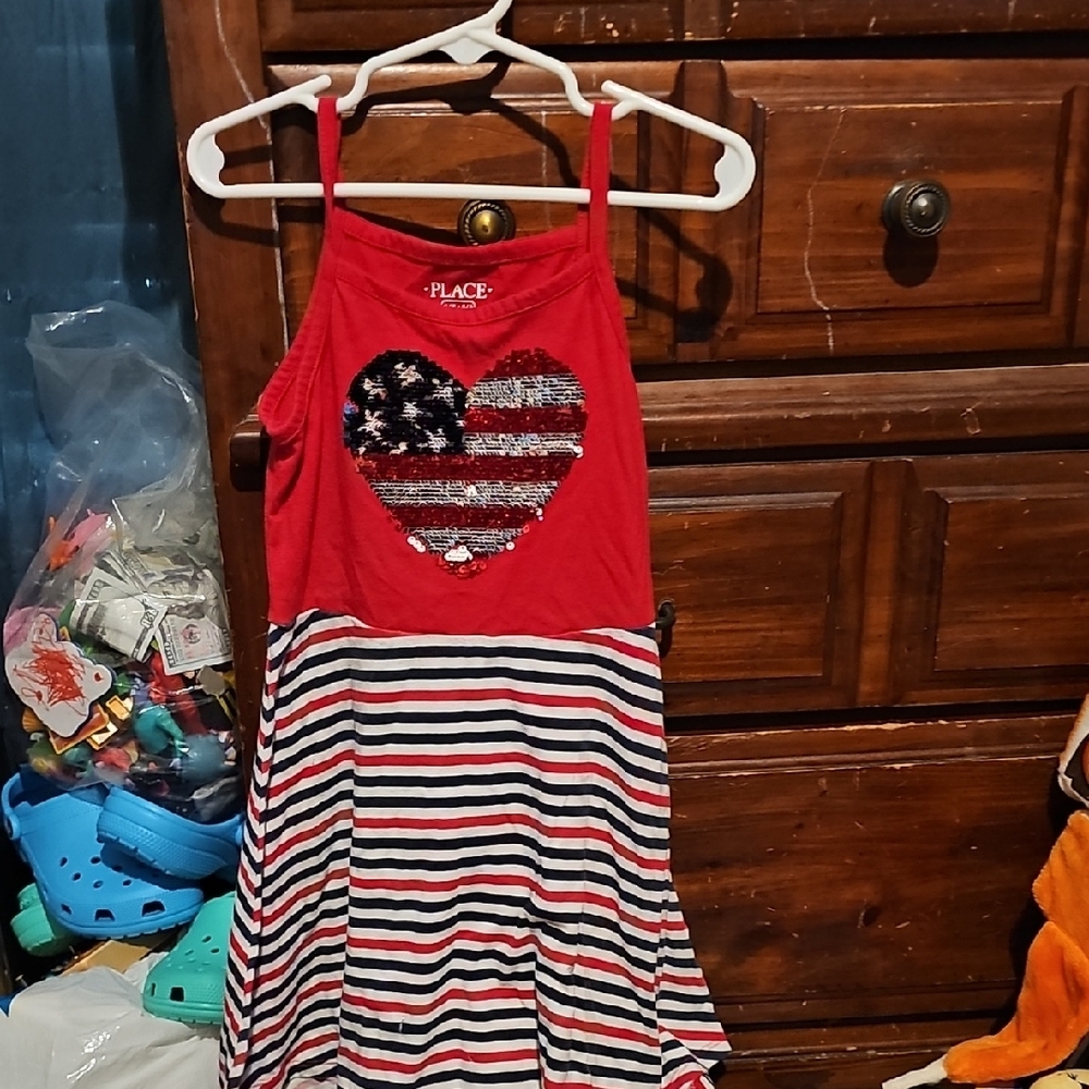 !!.               Girls S (5/6)  Red and Blue Casual Dress